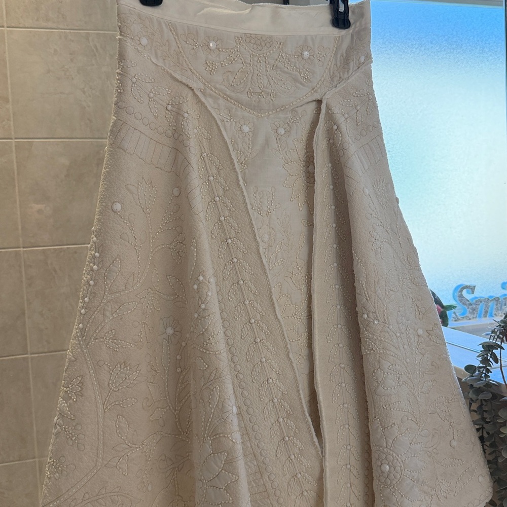 Zara ATELIER Embroiderd Cape skirt limited edition Cream Textured A-Line Skirt - Picture 7 of 11